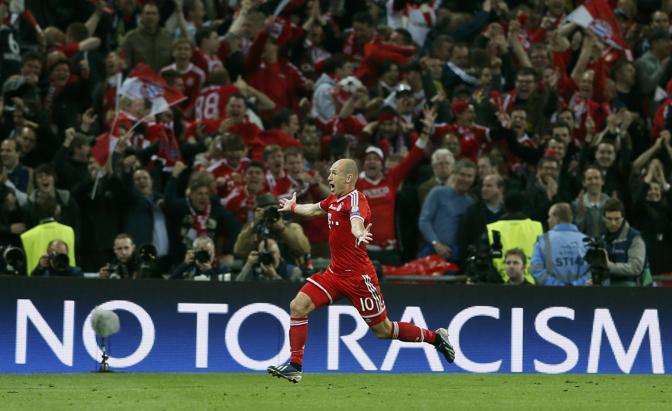 Robben esulta: la Champions va al Bayern. Reuters